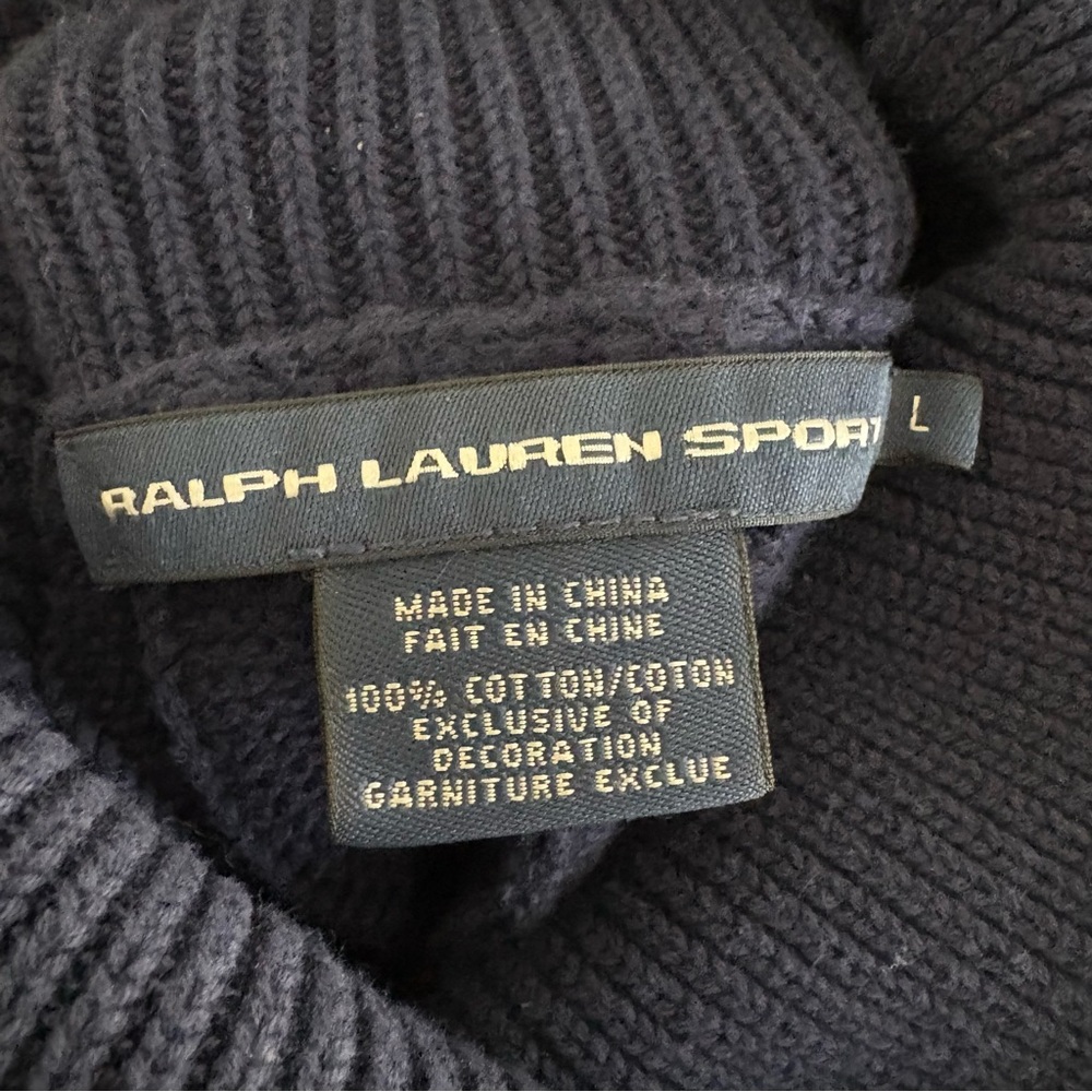 Ralph Lauren Cable Knit Sweater Navy Blue size Large 100 percent cotton - Picture 5 of 5